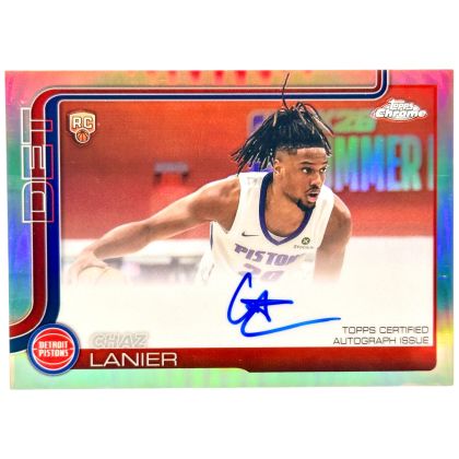 Chaz Lanier 2025-26 Topps Chrome NBA - On Card Auto Refractor Rookie RC #TCAR-CL Detroit Pistons