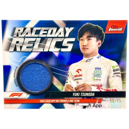 Yuki Tsunoda 2024 Topps Finest Formula 1 - Raceday Relic Blue Refractor 66/75 #RDR-TSU Visa Cash RB