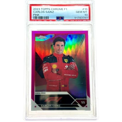 Carlos Sainz 2023 Topps Chrome Formula 1 - PINK 14/75 #18 PSA 10