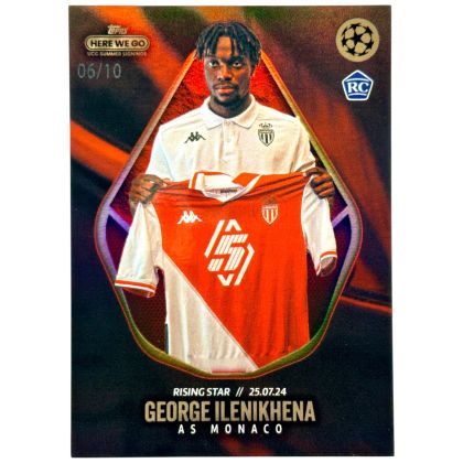 George Ilenikhena 2024 Topps Fabrizio Romano Here We Go - 06/10 RED Rookie AS Monaco