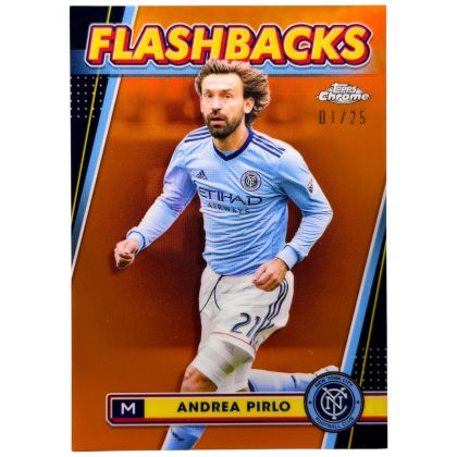 Andrea Pirlo 2024-25 Topps Chrome Major League Flashbacks Orange 1/25 #126 MLS