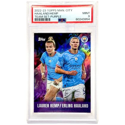 Lauren Hemp / Erling Haaland 2022-23 Topps Manchester City Team Set PURPLE 25/25 PSA 9 Manchester City