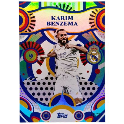 Karim Benzema 2024-25 Topps Real Madrid Team Set - Flamenco Blue 42/75 #34