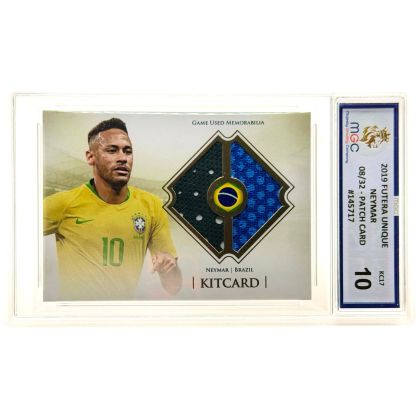 Neymar 2019 Futera Unique Football - Match Worn Double Patch 08/32 #KC17 Brazilia MGC 10