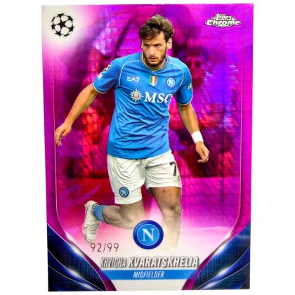 Khvicha Kvaratskhelia 2023-24 Topps Chrome UCC - Pink 92/99 #199 Napoli