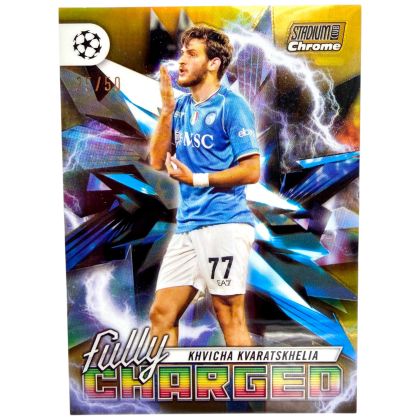 Khvicha Kvaratskhelia 2023-24 Topps Stadium Club Chrome - Fully Charged Gold /50