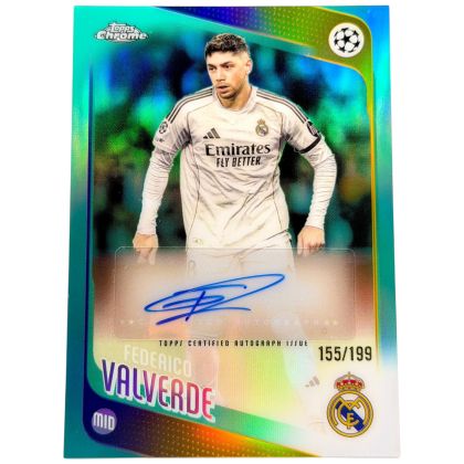 Federico Valverde 2025-26 Topps Chrome UCC - AUTO 155/199 Aqua #CR-FW Real Madrid