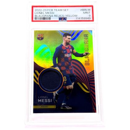 Lionel Messi 2022-23 Topps FC Barcelona Team Set Blaugrana Worn Relic 5/50 #BRLM PSA 9
