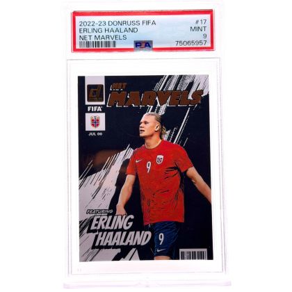 Erling Haaland 2022-23 Panini Donruss Fifa Net Marvels #17 Norvegia PSA 9