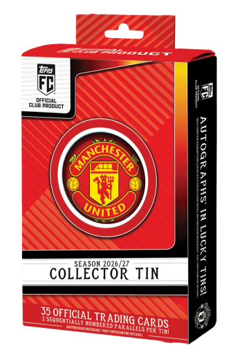 Topps Manchester United Collector Tin 2026/27 – 35 Cards, 2 Numbered Parallels & Autographs in Lucky Boxes