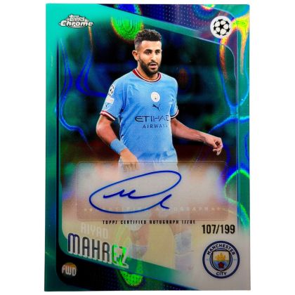 Riyad Mahrez Topps Chrome 2025/2026 auto aqua 107/199 #CLA-AM Manchester city