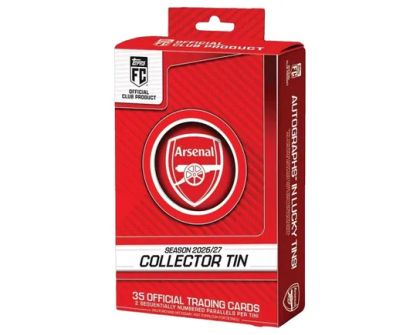 Topps Arsenal Collector Tin 2026-27 – 24 Cutii Metalice × 35 Carduri – 48 Carduri Numerotate