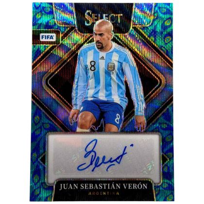 Juan Sebastián Verón 2022-23 Panini Select FIFA Soccer Auto Peacock SSP #S-JSV Argentina