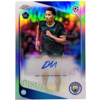 Divine Mukasa 2025-26 Topps Chrome UCC  RC AUTO #CA-MU Manchester City