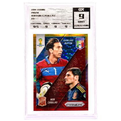 Gianluigi Buffon / Iker Casillas 2014 Panini Prizm FIFA World Cup Brazil Yellow Red Pulsar #23 COR 9