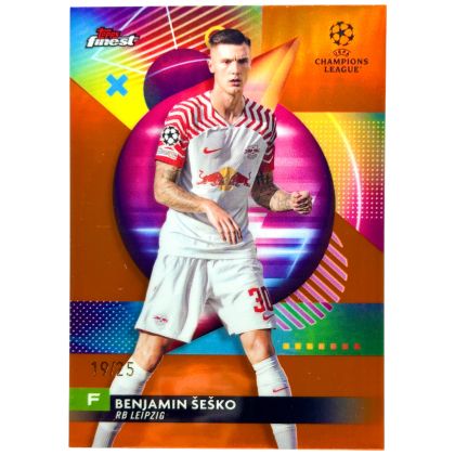 Benjamin Sesko 2023-24 Topps Finest UEFA Club Competitions - ORANGE 19/25 #42 Leipzig