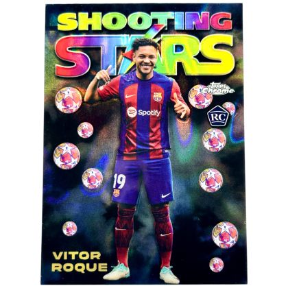 Vitor Roque 2023-24 Topps Chrome UCC Rookie RC Shooting Stars BLACK LAVA #98-7 RARE 1:5770 Packs FC Barcelona 