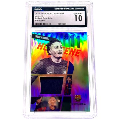 Raphinha 2023-24 Daka FC Barcelona - Holocene Jerseys Game Used Patch 19/65 #JSY-4 CGC 10