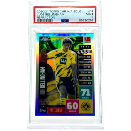 Jude Bellingham 2020-21 Topps Chrome Match Attax - Refractor Rookie RC #17 Borussia Dortmund PSA 9