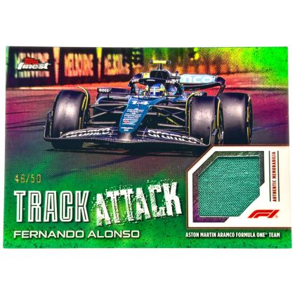 Fernando Alonso 2024 Topps Finest Formula 1 - Track Attack RELIC Green 46/50 #TAR-ALO Aston Martin