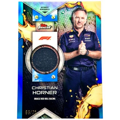 Christian Horner 2024 Topps Finest Formula 1 - F1 RELIC Blue 69/75 #F1R-HOR Red Bull