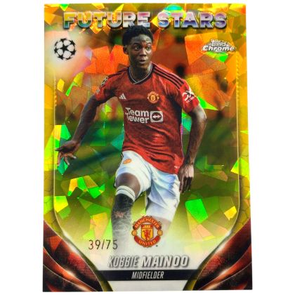 Kobbie Mainoo 2023-24 Topps Chrome Sapphire UEFA - Future Stars Yellow 39/75 #57 Manchester United
