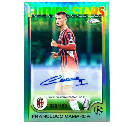 Francesco Camarda 2024-25 Topps Chrome UCC - Future Stars AUTO Aqua 080/199 #FSA-FC AC Milan