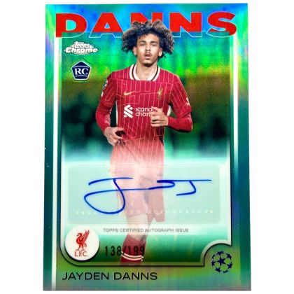 Jayden Danns 2024-25 Topps Chrome UCC - AUTO Rookie RC Aqua 138/199 Liverpool FC