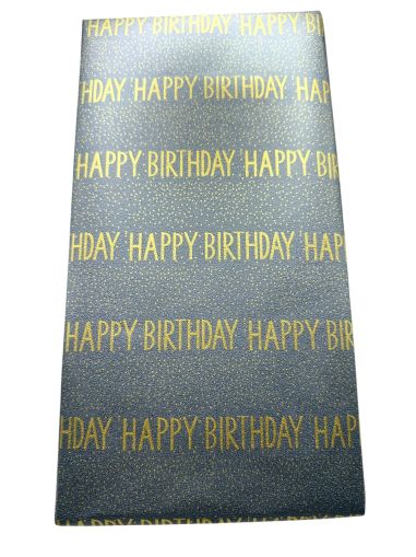 Impacheteaza cadou cu hartie gri Happy Birthday 
