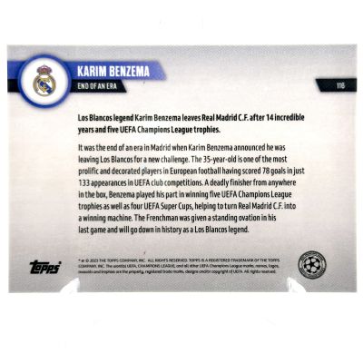 Karim Benzema 2023 Topps Now - End of an Era PURPLE 67/99 #116 Real Madrid