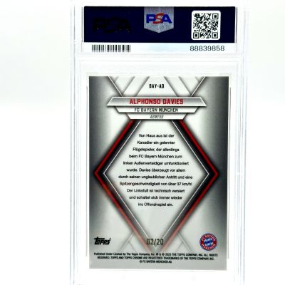 Alphonso Davies 2022-23 Topps Chrome Bayern Munchen - GOLD 02/20 #BAY-AD PSA 9 