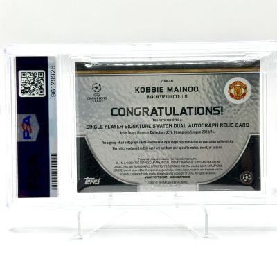 Kobbie Mainoo 2023-24 Topps Museum Collection - Dual Match Worn Relic AUTO GOLD 24/50 #SSDR-KM Manchester United PSA 8