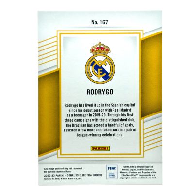 Rodrygo 2022-23 Panini Fifa Donruss Elite - 05/30 #167 Real Madrid