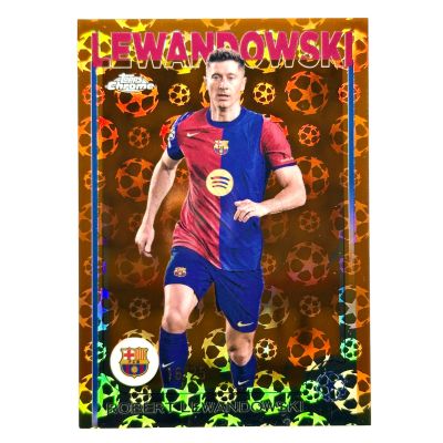 Robert Lewandowski 2024-25 Topps Chrome Logo Fractor Orange 16/25 #200 FC Barcelona