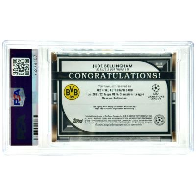 Jude Bellingham 2021-22 Topps Museum UCL - Archival AUTO Ruby #AA-JB 20/25 PSA 9 