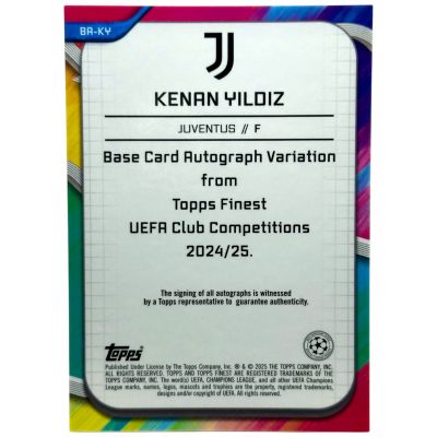 Kenan Yildiz 2024-25 Topps Finest #BA-KY 119/299 AUTO Juventus