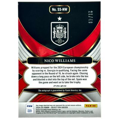 Nico Williams 2024-25 Panini Prizm #SS-NW 21/49 AUTO Spania