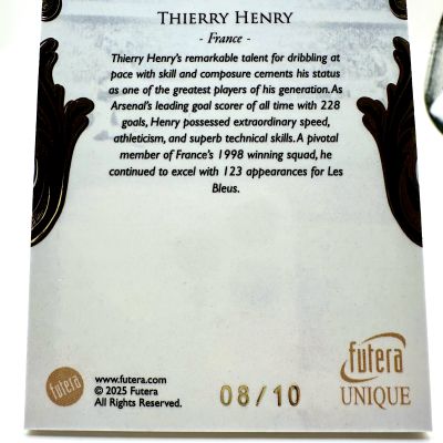 Thierry Henry 2025 Futera Unique Mythicals - Gold Frame 24k 8/10 #MYG20 Franta