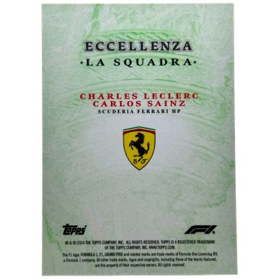 Charles Leclerc / Carlos Sainz 2024 Topps F1 Eccelenza - La Squadra Green 15/99 Ferrari