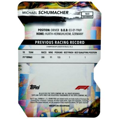 Michael Schumacher 2024 Topps Finest F1 #183 Uncommon 72/75
