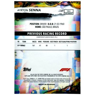 Ayrton Senna 2024 Topps Finest Formula 1 - Uncommon GOLD Refractor 18/25 #184 Mclaren