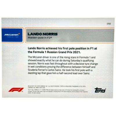 Lando Norris 2023 Topps Now F1 #58 McLaren Maide Pole in F1