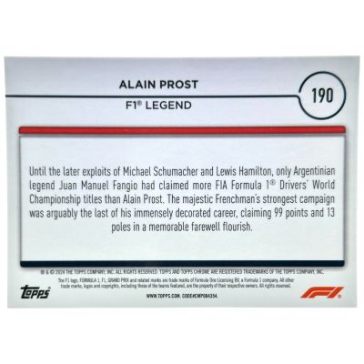 Alain Prost 2024 Topps Chrome Sapphire Formula 1 - Legends Orange Refractor 01/25 #190