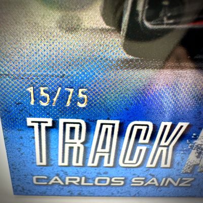 Carlos Sainz 2024 Topps Finest Formula 1 - Track Attack Relic Blue Refractor 15/75 #TAR-SAI Ferrari