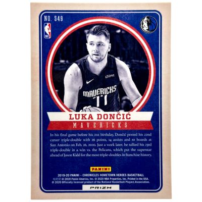 Luka Doncic 2019-20 Panini Chronicles - Hometown Heroes Silver Prizm Dallas #549 Mavericks