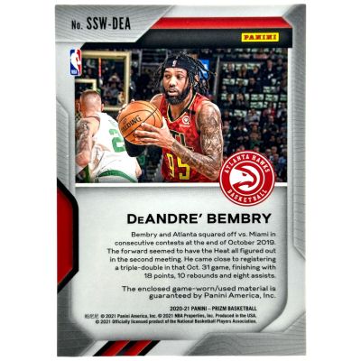 DeAndre' Bembry 2020-21 Panini NBA Prizm - Sensational Swatches Game Worn Relic #SSW-DEA Atlanta Hawks