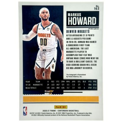 Markus Howard 2020-21 Panini Contenders - Rookie Ticket AUTO #163 Denver Nuggets