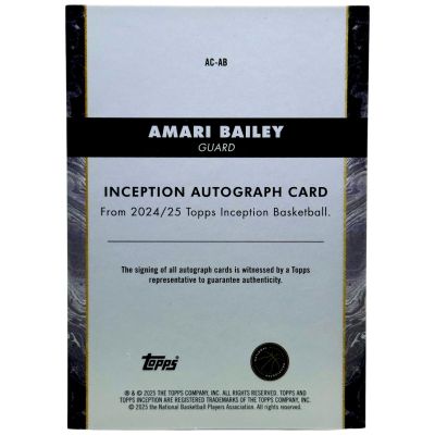 Amari Bailey 2024-25 Topps Inception - AUTO Red 13/75 #AC-AB Charlotte Hornets
