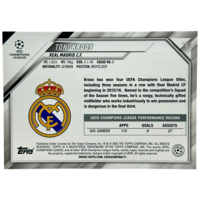 Toni Kroos 2021-22 Topps Champions League 1st Edition - Sparkle #13 Real Madrid