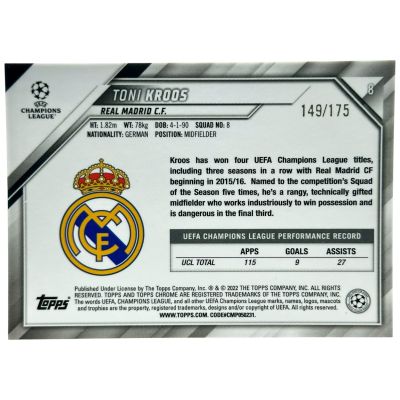 Toni Kroos 2021-22 Topps Chrome UCL - Pink Mini Diamond 149/175 Real Madrid